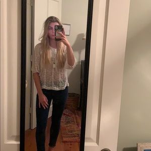 White lace sheer blouse